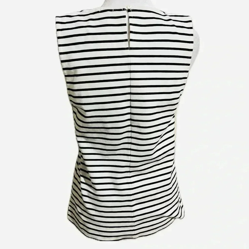 J.Crew jeweled neck sleeveless striped top XS